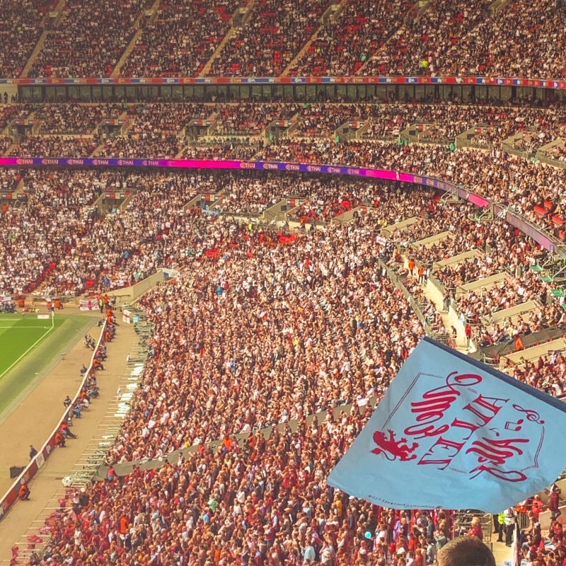 Aston Villa fans inside Wembley stadium