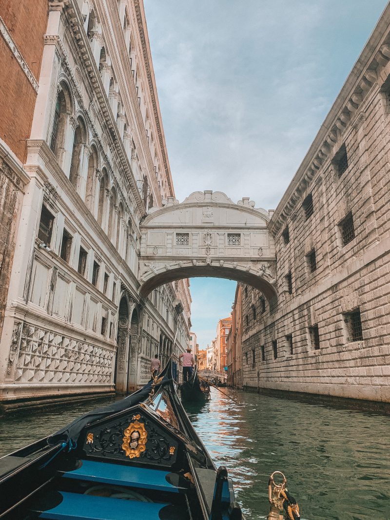 A gondola facing towards the bridge of sighs. Venice in a day