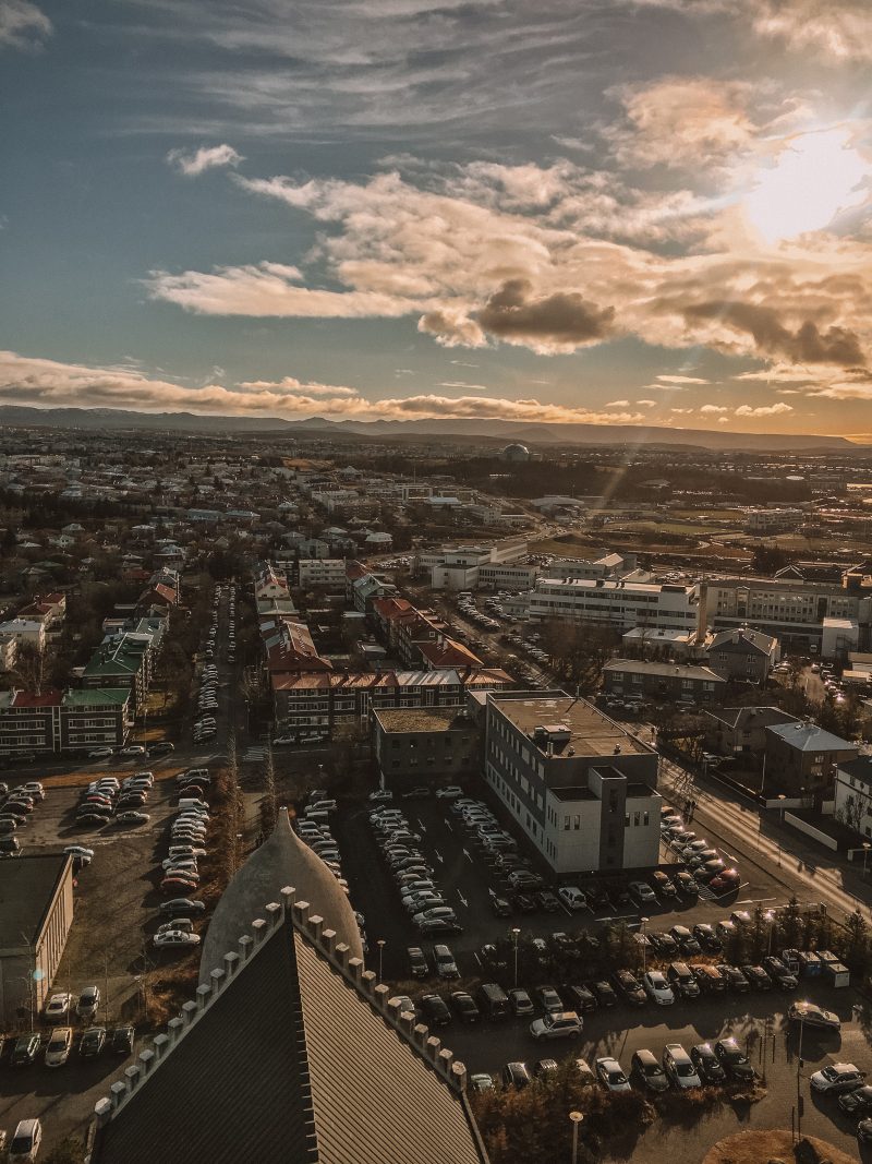 Aerial view of Reykjavik from the Hallgrimskirkja church