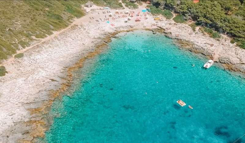 Aerial view of visiting Jerolim beach as part of the things to do in Hvar.