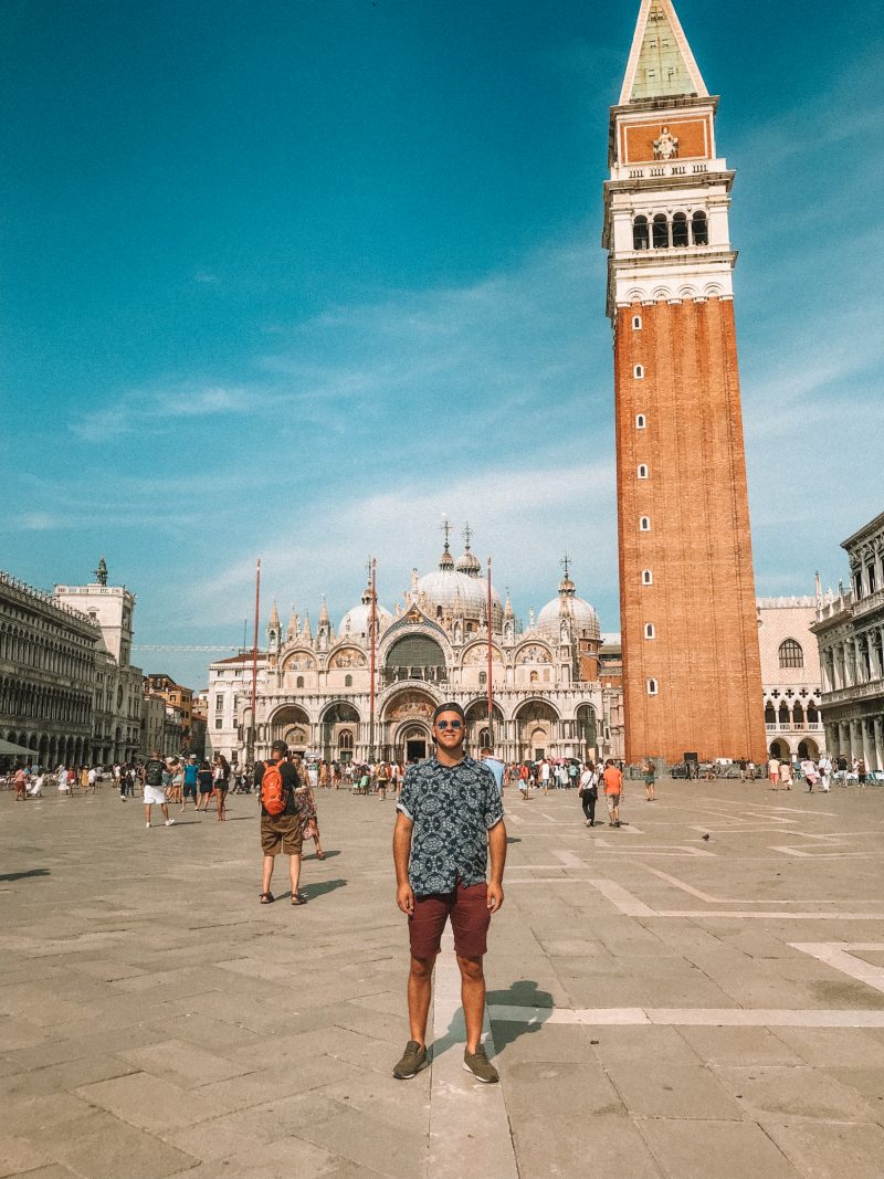 Venice in a day. A man stood in St. Mark's square
