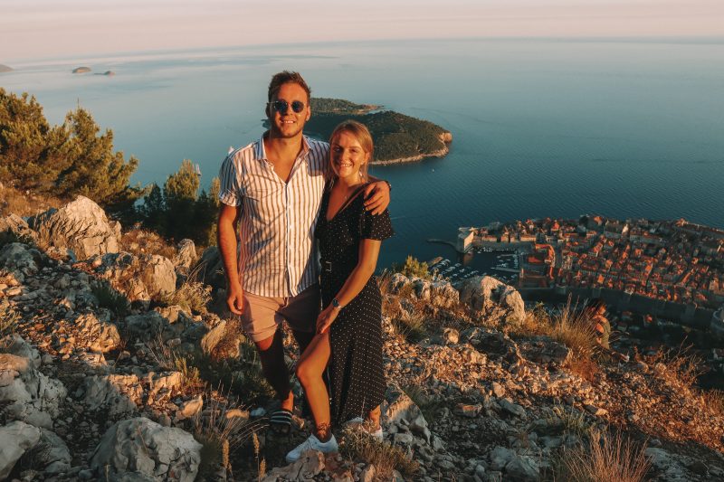 A couple at the top of Mount Srd. What to do in Dubrovnik