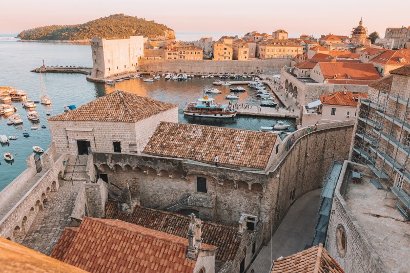 A view of Dubrovnik old town and the harbour