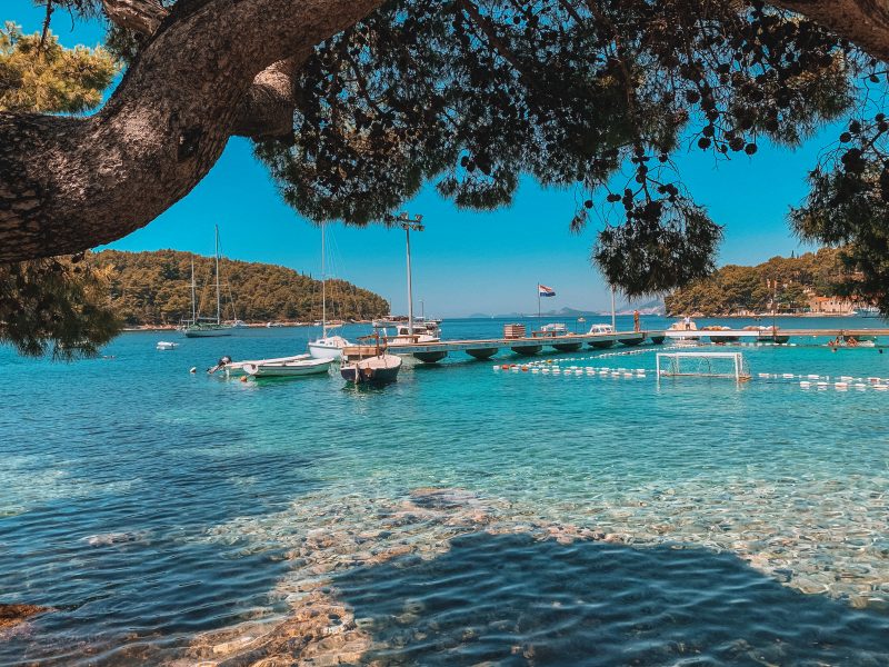 Cavtat with the ocean and boats in the background