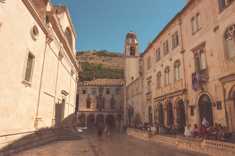 Dubrovnik old town street with the clock tower