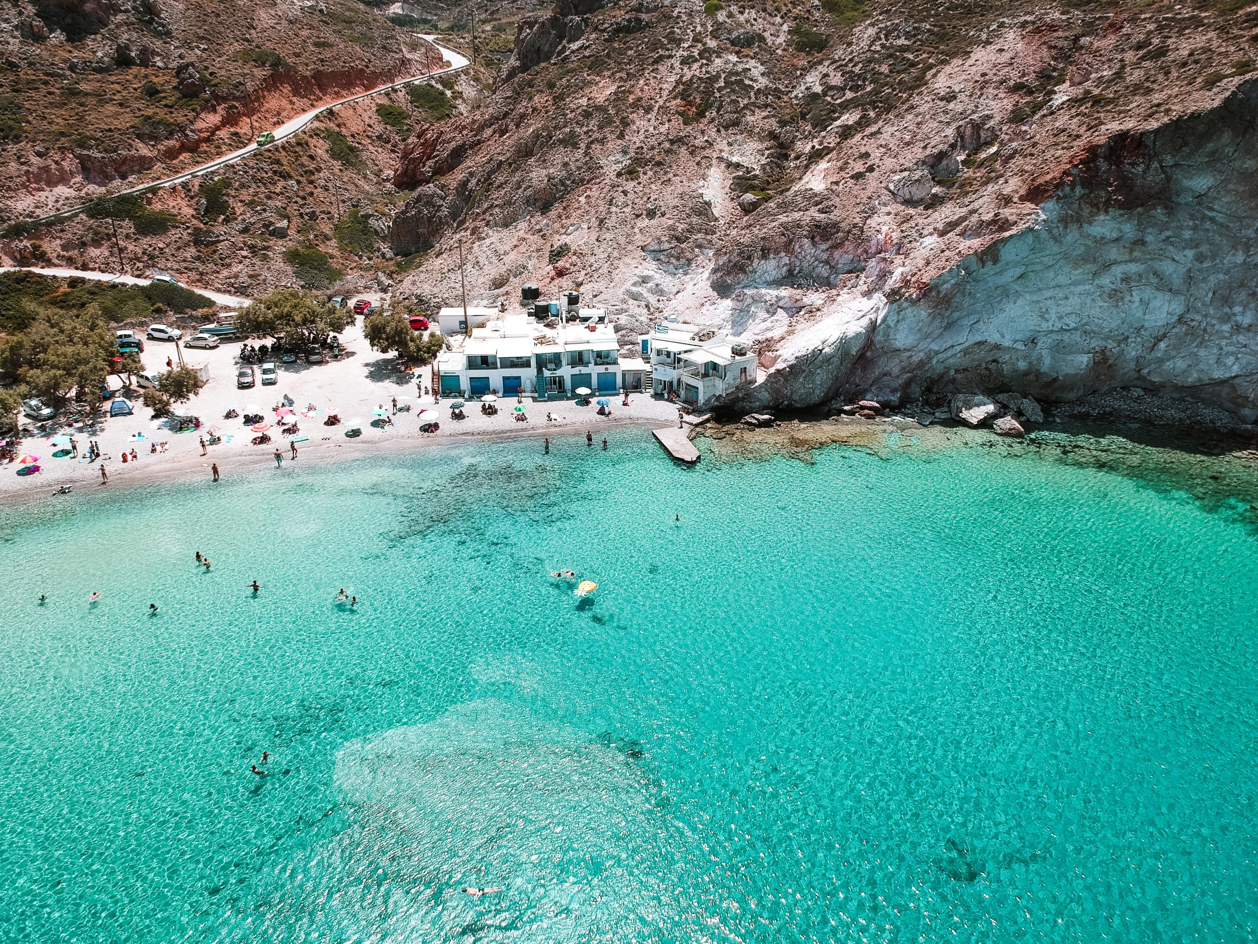 Firopotamos aerial view with turquoise sea and sand