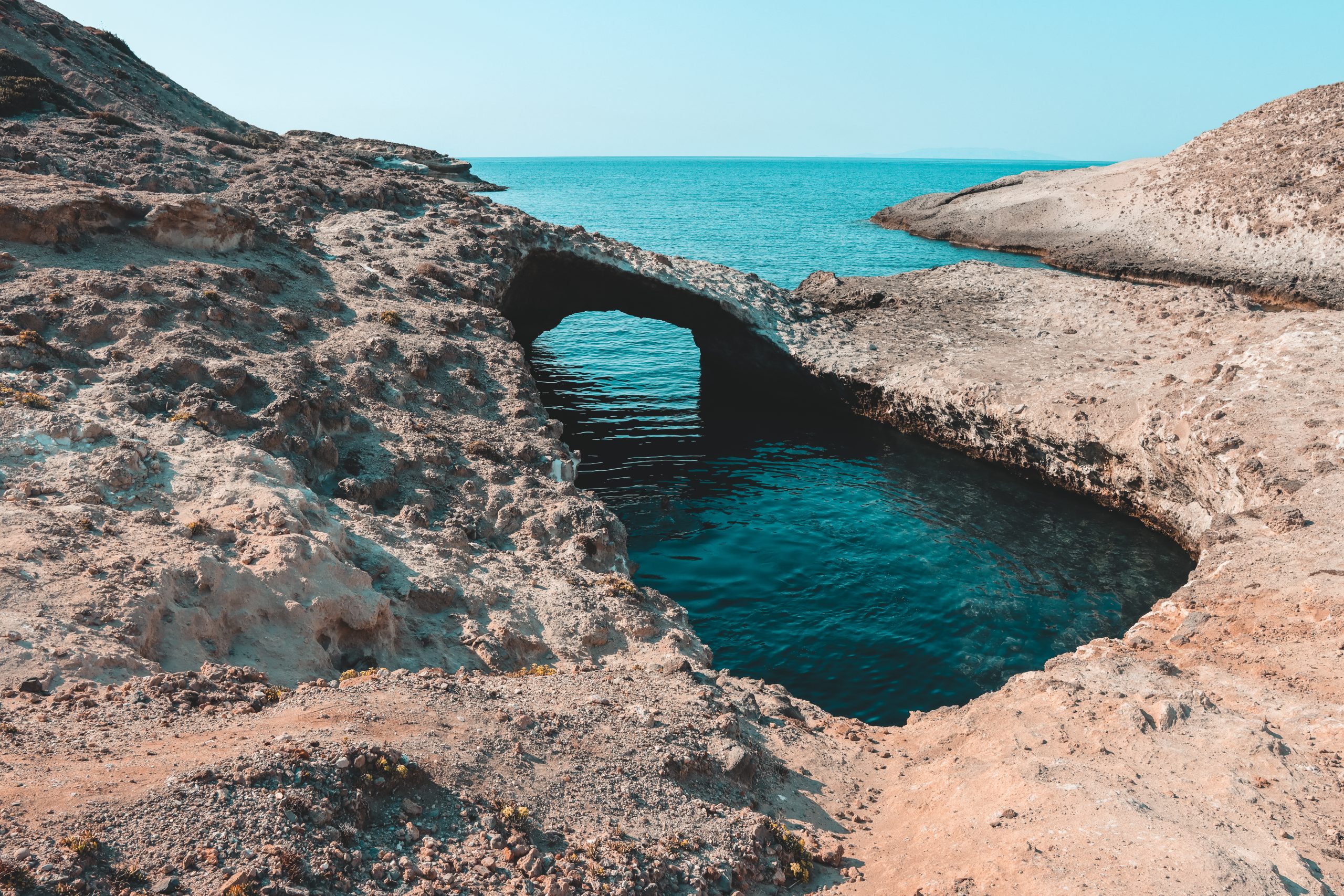 A cave around Kapros beach where you can cliff jump