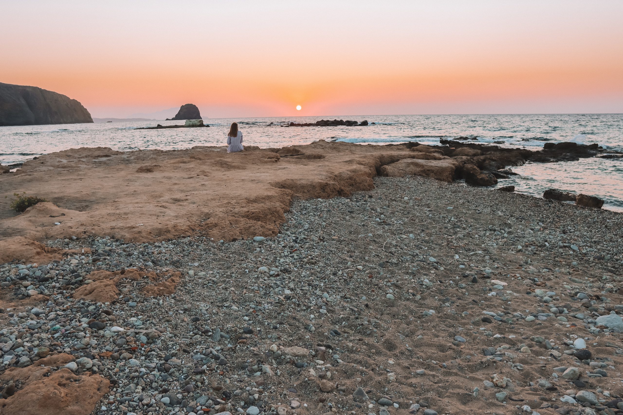 A sunset moment in Pollonia. Where to stay in Milos