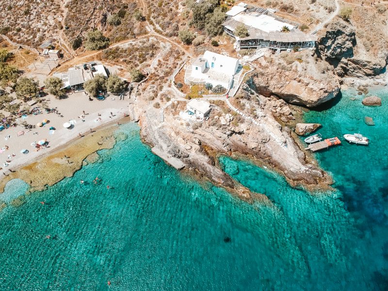 Agios Nikolaos beach from above. The best beaches in Folegandros