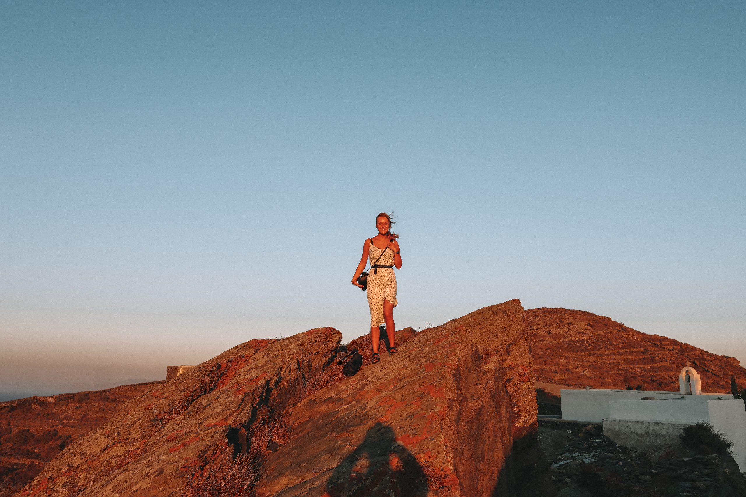 A woman stood on the rock next to Chrysopigi