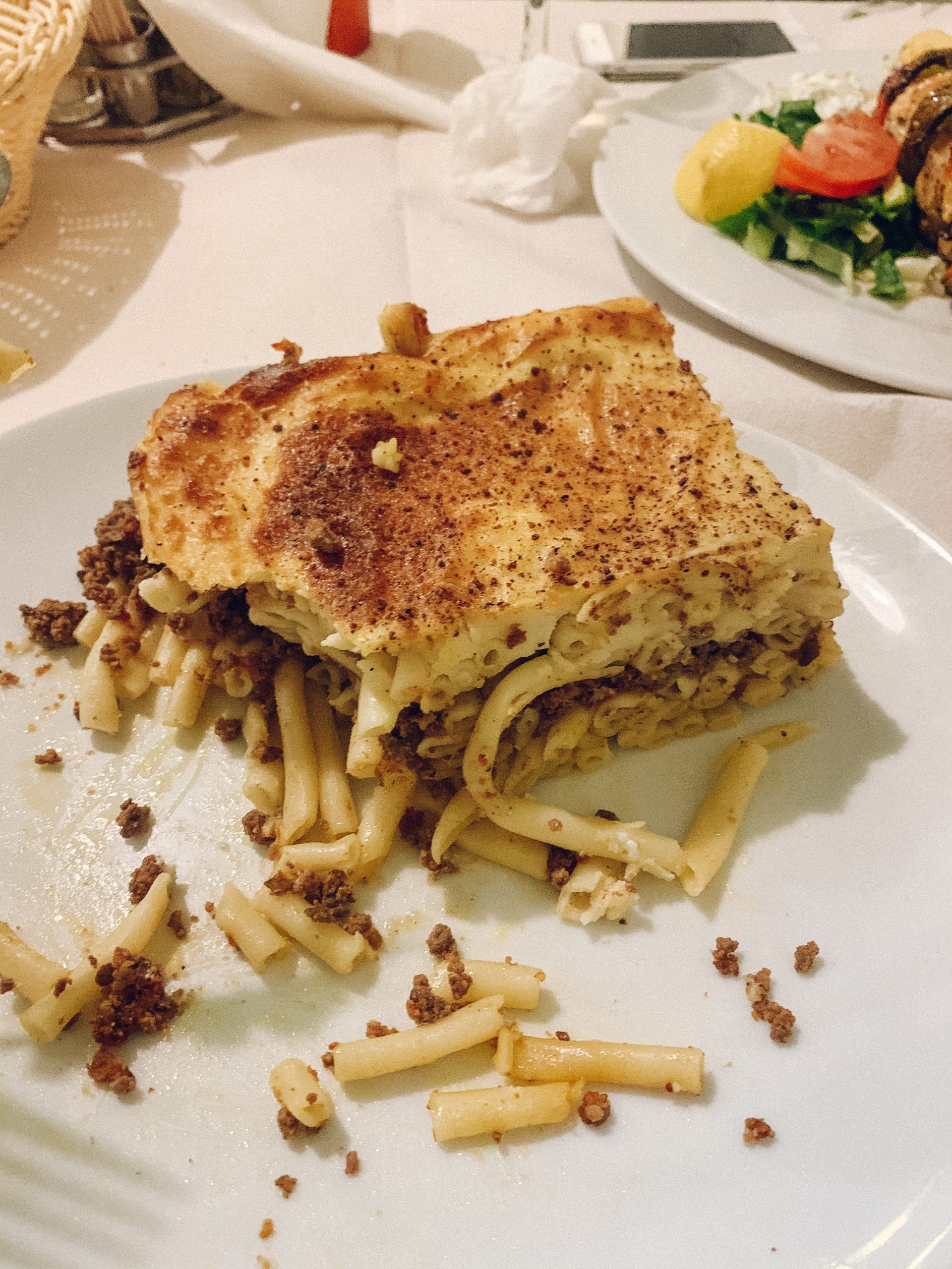A plate of pastitsio in Ios. Ios travel blog