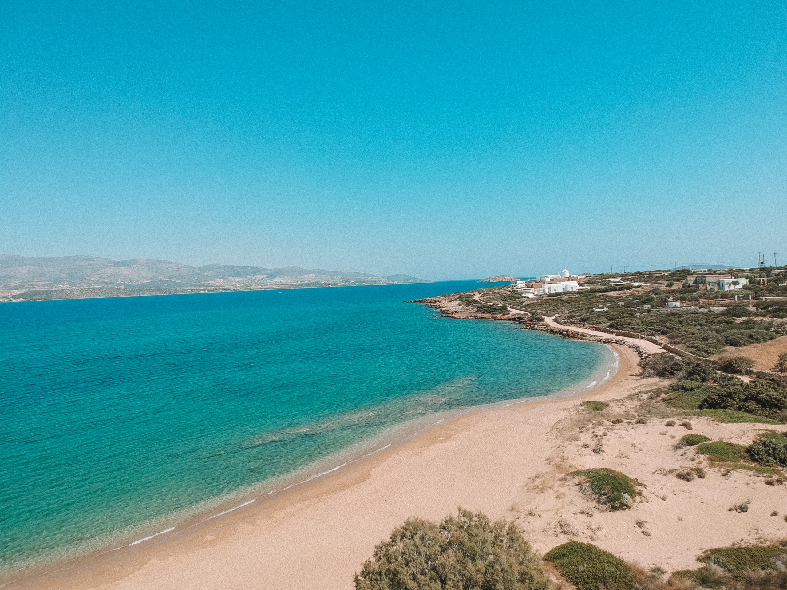 Glyfa beach from above in Antiparos. Best beaches of Antiparos